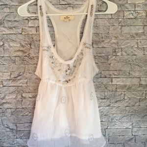 🌺Hollister White Beaded Tank